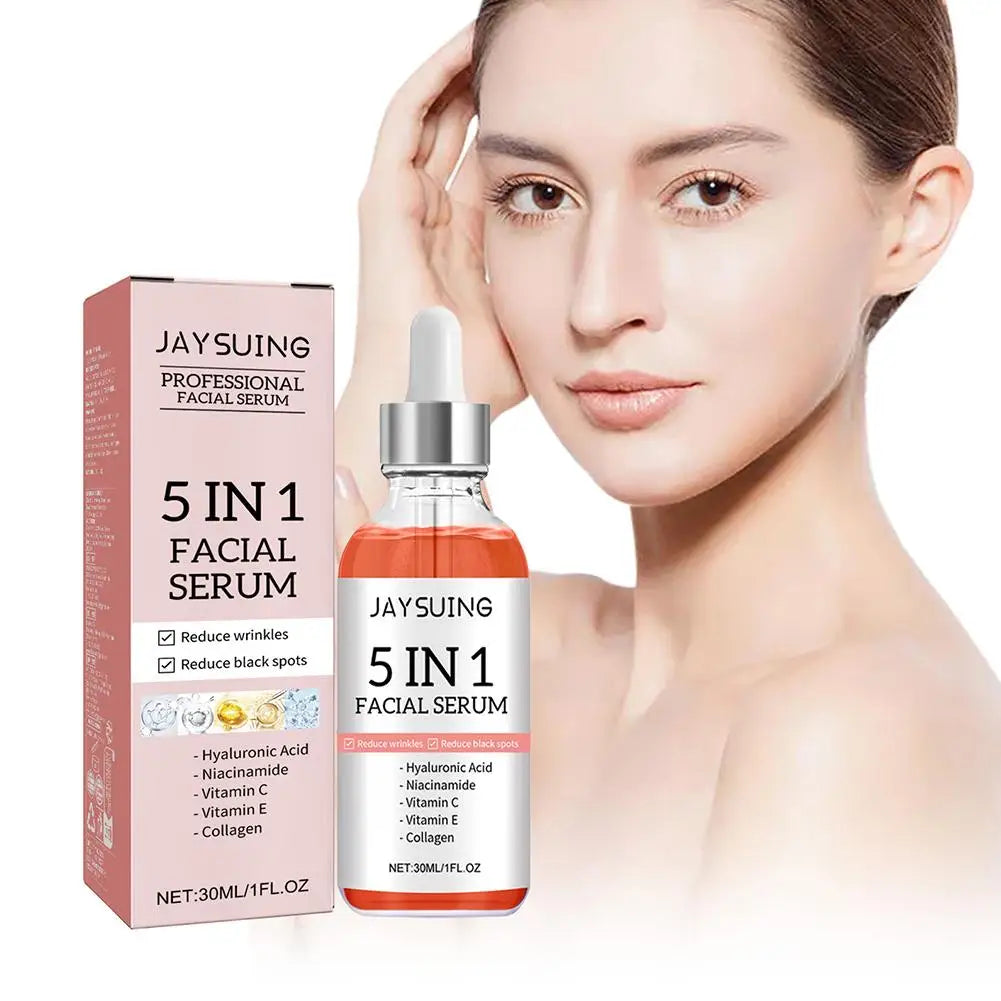 Sérum Facial Renovador 5 en 1 – Vitamina C, Ácido Hialurónico y Colágeno