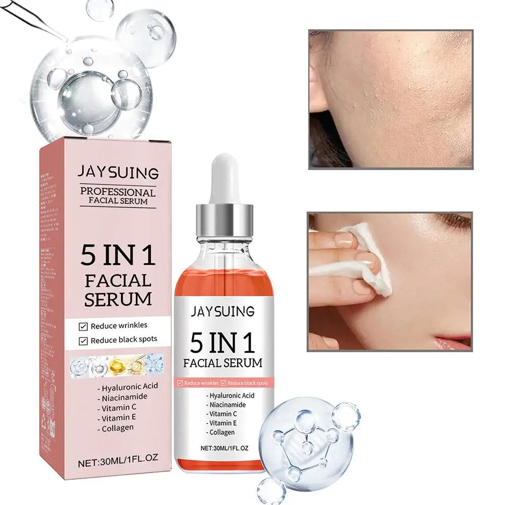 Sérum Facial Renovador 5 en 1 – Vitamina C, Ácido Hialurónico y Colágeno